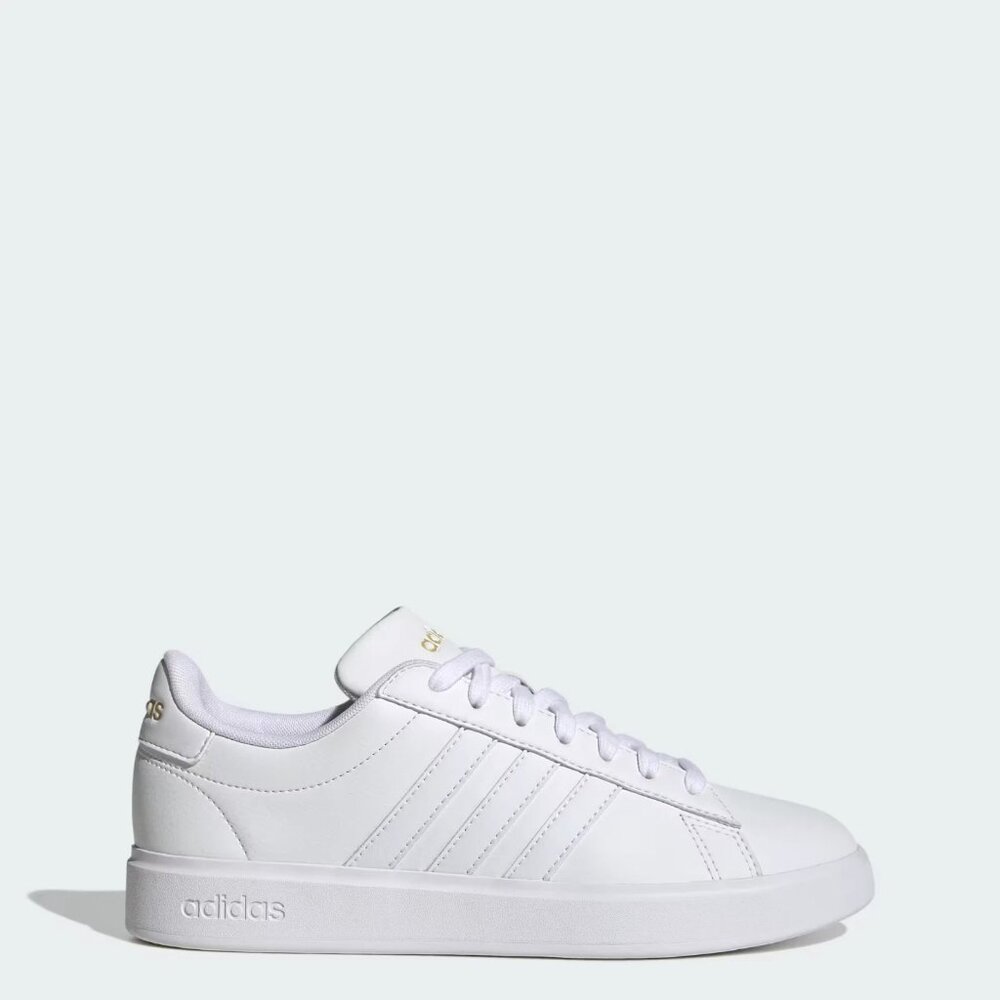 NWT Adidas Women's Grand Court 2.0 'White Gold Metallic' Shoes GW9213